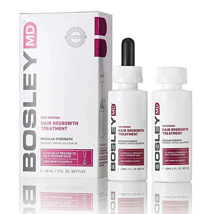 Розчин з міноксидилом 2% для відновлення росту волосся у жінок Women's Regular Strength Minoxidil 2% Topical Dropper BosleyMD 120мл