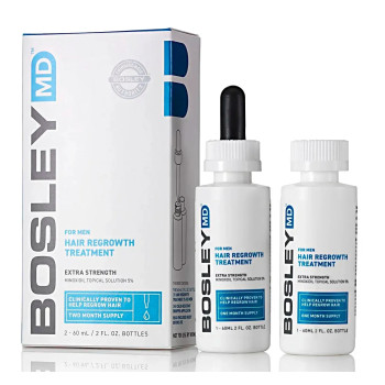 Розчин з міноксидилом 5% для відновлення росту волосся у чоловіків  Men's Extra Strength Minoxidil 5% Topical Dropper BosleyMD 2х60мл