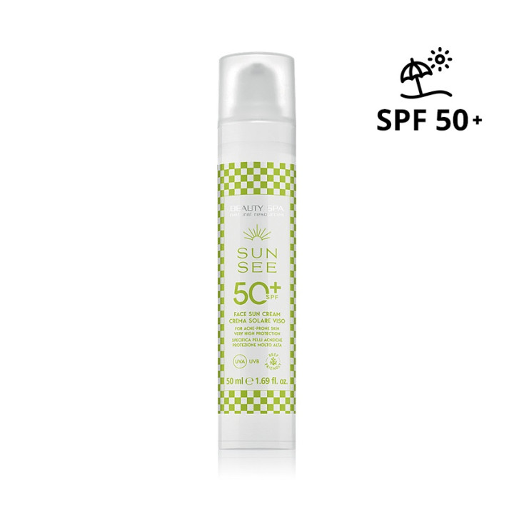 Сонцезахисний крем Сан Сі Антіакне СПФ 50 для жирної та комбінованої шкіри обличчя Sun See SPF 50 for acne-prone skin Beauty Spa 50ml