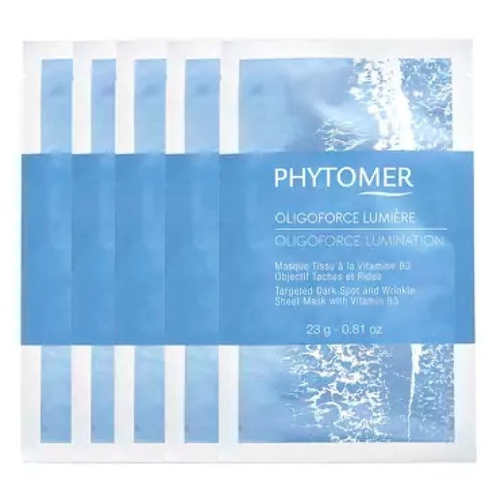 Тканинна маска, що відновлює, освітлює, проти зморшок і темних плям Oligoforce Lumination Targeted Dark Spot and Wrinkle Sheet Mask SVP331 Phytomer 4 x 23г