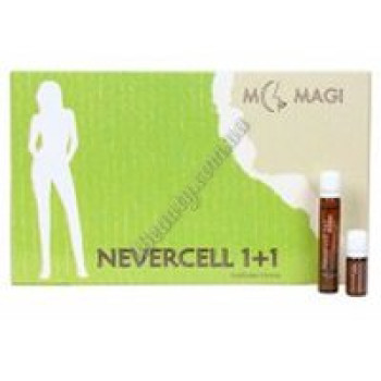 Антицелюлітні ампули «NEVERCELL 1+1» (NEVERCELL 1+1 ADJUVANT IN THE CELLULITIS TRETMENT) 6 ампул (по 25 мл.) проф.догляд + 6 ампул (по 10 мл.) дом.догляд M.Magi, 6 процедур