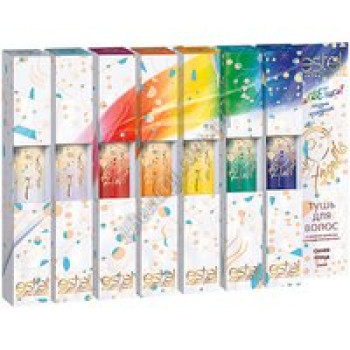 Туш для волосся My Angel Синя-Синя птиця/ Зелена-Смарагдове місто/Біла-Снігова Королева/Помаранчева-Помаранчевий настрій/Жовта-Сонячний круг/Червоно-фіолетова-Червона квіточка/Безбарвна з блисками-Зоряний дощ Estel, 1